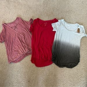3 Women’s American Eagle Shirt / Tops - Medium, short sleeve, one cold shoulder